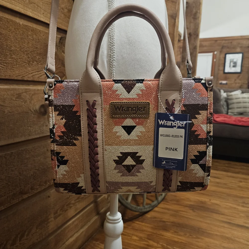 Wrangler Pink and Brown Patterned Women's Bag